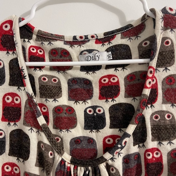 Dily Owl Print Sweater Dress - Picture 2 of 4